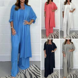Women's Two Piece Pants Women Halter Neck Jumpsuit Stylish Summer Suit Set With Pleated Wide Leg Long Sleeve For A