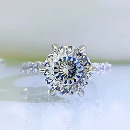 Cluster Rings Spring Qiaoer Rain 18K Gold Plated 925 Sterling Silver Flower Cut 5CT High Carbon Diamond Wedding Engagement Fine Jewellery Ring