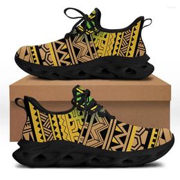 Casual Shoes WHEREISART Women Vintage Black Flex Control Sneaker Polynesian Tribal Design Breathable Sport Running Cushion