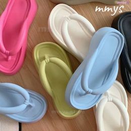 Room Shoes Womens Black platform flip flops female summer Slippers wear eva step on poo feeling non-slip slip-on sandals beach shoes