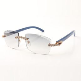 Bouquet blue diamond sunglasses 3524015 with natural blue wooden legs and 58mm cut lenses7712729