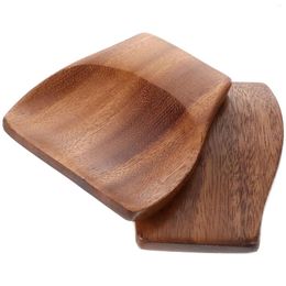 Dinnerware Sets 2 Pcs Wooden Tray Spoon Rest Cooking Household Holder For Kitchen Soup Smooth Scoop Reusable