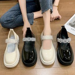 Casual Shoes Spring Autum Women's Flats 2024 Mary Jane Japanese Jk Crystal Thick Soled British Style Female Ladies Leather