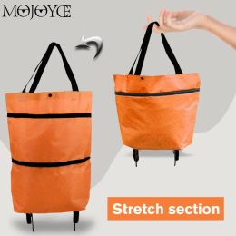 Bags Supermarket Tug Bag with Wheeled Shopping Trolley Bag Installation Oxford Folding Waterproof HighCapacity Household Supplies