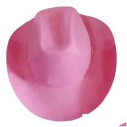 Berets Uni Retro Cowboy Hat Western Large Brim Hats Fedora Felt Jazz Dropship Drop Delivery Fashion Accessories Scarves Gloves Caps Dho3H