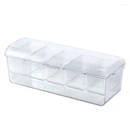 Storage Bottles Salad Container Transparent Detachable Fridge Ice Box With Lid 5 Compartment Fruit Vegetable For