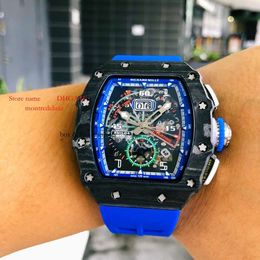 Mechanics Superclone Watch Mens Skeleto Watch 50X40mm Rm011-04 Fiber Men's Size Designer Fly-Back Rm11-03 Wristwatches Carbon Chronograph 671
