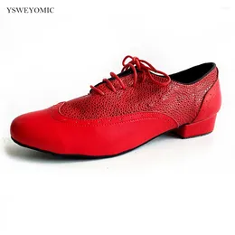 Dance Shoes 2024 Bachata Latin Boys And Men Dancer Professional Leather Sole Indoor Red Salsa For Man