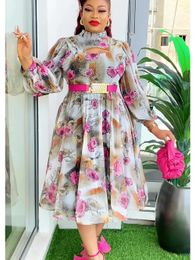 Elegant African Dresses for Women Spring Summer Fashion Africa Clothing Muslim Print Evening Party Long Dress 240408