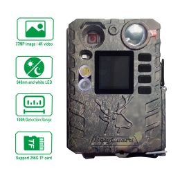 Cameras BolyGuard 37MP BG410D Dual Flash (Black IR & White LED) Portable Hunting Game Cameras 2.7K Video Security Trail Camera