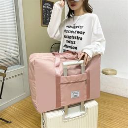 Bags 2022 New Nylon Large Capacity Folding Travel Bags Waterproof Luggage Tote Handbag Travel Duffle Bag Storage Trolley Luggage Bag