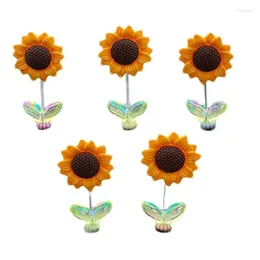 Decorative Flowers Sunflower Car Decor 5pcs Cute Ornament Solar Bobblehead Potted Auto Dashboard