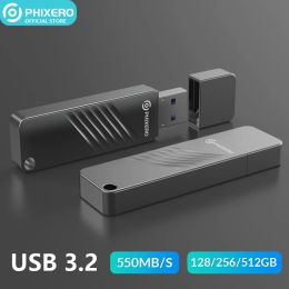 Wallets Phixero Metal Usb 3.2 Flash Drives Stick Pendrive Mini Solid State Ssd 128 Gb Pen Driver Disc on Key Wallet 3.0 for Camera Pc Tv