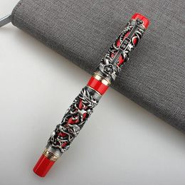 Pens Luxury Jinhao Metal Vintage FOUNTAIN PEN Dragon Phoenix INK PEN Cap Fine Point 0.5mm calligraphy Office writing Pen