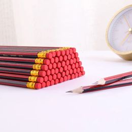 20Pcs/Lot Wooden Pencils HB Pencil with Eraser Student Drawing School Office Writing Stationery 240419