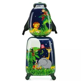 Carry-Ons Children cartoon trolley suitcase set travel bag primary school backpack boys girls cute spinner carry on anime rolling luggage