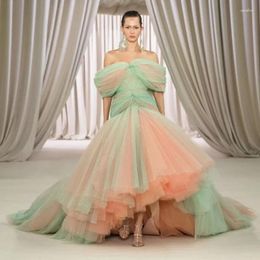 Party Dresses KSDN Luxury Off The Shoulder Evening Dress Ball Gown Floor Length Fluffy Tulle Long Train Special Prom Custom Vestido 2024