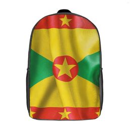 Backpack 17 Inch Shoulder Grenada Flag Durable Unique Snug Schools Knapsack