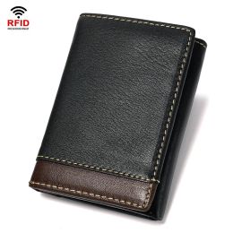 Wallets Genuine Leather Wallet for Men Women Business Credit Card Holder RFID Blocking Mini Wallets Money Clip Bag