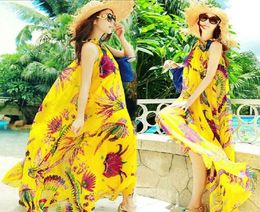 Plus Size Women Vest Print Chiffon Maxi Dresses Long Skirts FloorLength Beachwear Bohemian Beach Party Evening Dress3486952