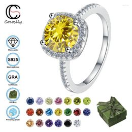 Cluster Rings Cocosily D Colour 1CT Moissanite S925 Sterling Silver Women's Ring Square Fashion Style Girlfriend Wedding Engagement Jewellery