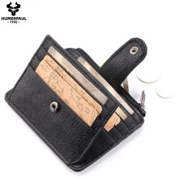 Wallets Slim Genuine Leather Card Holder Capacity Hasp Fashion Women ID Small Card Wallet For Men Quality Mini Coin Purse Minimalism