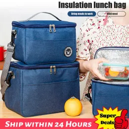 Bags 2023Portable Lunch Bag Thermal Insulated Lunch Box Tote Cooler Handbag Waterproof Backpack Bento Pouch Company Food Storage Bags