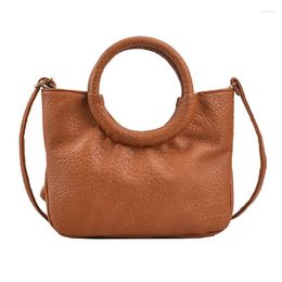 Shoulder Bags Hand For Women Retro Circular Handbag With A Versatile And Fashionable PU Soft Leather Bag Side Ladies