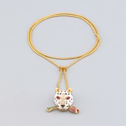 леопардовый серебряный бриллиант длинный 18 тыс. Золотые ожерелья для женщин для женщин Цепочка