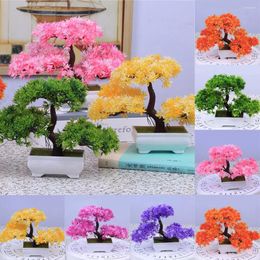 Decorative Flowers Plastic Resin Bonsai Tree Artificial Plant Decoration For Office Home 18cm 6 Colors