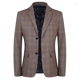 Men's Suits 2024 Vintage Plaid Blazer British Stylish Male Suit Jacket Spring/Autumn Business Casual Terno Masculino