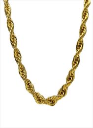 10mm Thick 76cm Long Solid Rope ed Chain 24K Gold Silver Plated Hip hop ed Heavy Necklace 160gram For mens1201534