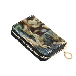 Holders 9 slots Fashion PU Leather Business Card Holder Organiser Raphael paint Women Bank zipper Credit Card Holder Bag ID Card Wallet