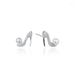 Stud Earrings Lefei Fashion Trendy Classic Luxury Design Simple Pearl Diamond-set High Heel Earring Women Silver S925 Party Charm Jewelry