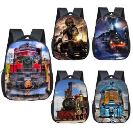 Bags 16 Inch Steam Locomotive / Train Toddler Backpack Children School Bags Boys Girls Kindergarten Bag Kids School Backpacks Gift