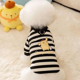 Dog Apparel Pudding Hoodies Striped Pet Clothes Fashion Cartoon Casual Clothe Warm Traction Collar Costume Autumn Winter Accessories