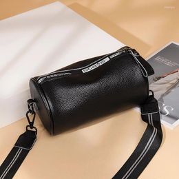 Shoulder Bags Top Quality Pure Cowhide Barrel Type Messenger Bag Genuine Leather Fashion Ladies Crossbody Female Bolsas