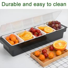 Storage Bottles 6 Compartment Seasoning Case Bar Ice Cooled Condiment Box Drinks Fruits Garnish Snack Container Boxes For Restaurant