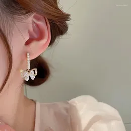 Stud Earrings Fashion French Light Luxury Women's S952 Silver Needle Korean Pearl Bow