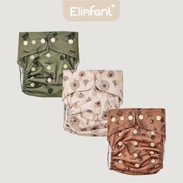 Elinfant 3PCS Set Recycled Fabric Suede Cloth Baby Cloth Diaper With 6PCS Bamboo Terry Absorbents Cloth Diaper 240420