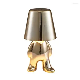 Table Lamps Thinker Little Golden Man Lamp Bedroom Charging Night Light Italian Ins Decorative Ornament