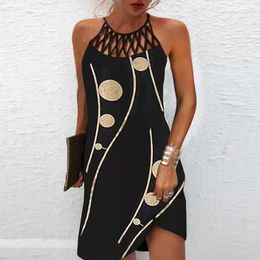 Spring And Summer Ethnic Style Positioning Printed Mesh Sleeveless Casual Dress Womens Clothing