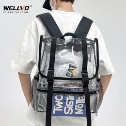 Backpacks Clear PVC Backpack Large Capacity Transparent School Bag For Waterproof Stadium Concert Simple See Through Mochila Soft XA342C