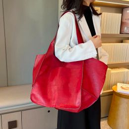 Bags Solid European American Style Large Bag Over The Shoulder Bags For Women Leather Large Capacity One Shoulder Portable Tote Bag