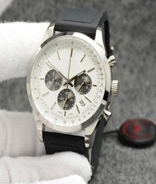 Whole Transocean Men Watch 44MM Quartz Chronograph Mens Watches Excellent Wrtistwatches White Dial With World Time Rubber2853362