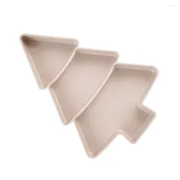 Dinnerware Sets Creative Christmas Tree Shape Fruit Plate Household Plastic Nuts Plates Portable Dishes Serving Tray (Light Pink)