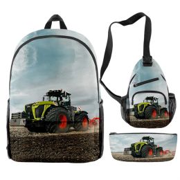 Backpacks Novelty Tractor Pattern Backpack Set Teenager Boy Girl Toddler Japanese Anime Kid School Book Bags Men Women Rock Mochila Bolsa