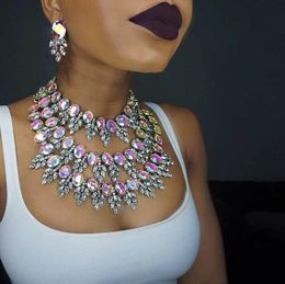 Dvacaman Large Layers Bib Pendant Necklace Big Statement Crystal Necklace Women Girls Wedding Choker Party Jewelry Accessories CX23537918