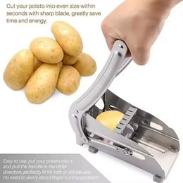 new 2024 Stainless Steel Potato Slicer French Fries Machine Potato Cutter Frecnh Fries Cutter Machine for Kitchen Manual Vegetable Gadgetfor