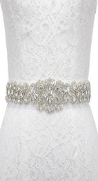 Belts Flower Design Crystal Rhinestone Applique Iron On Ribbon Bridal Belt Evening Dress Wedding SashBelts5317634